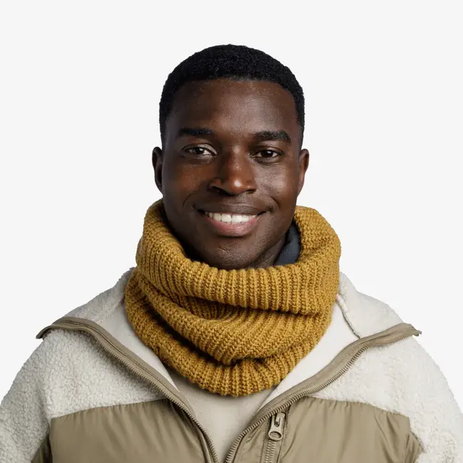 Knitted & Fleece Neckwarmer Jarn Ocher - Image 2